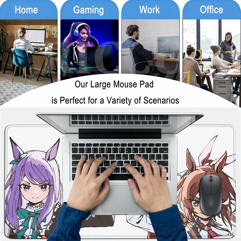 Mousepad Large Anime Tokai Teio Umamusume Computer Gamer Lock Edge Mouse Pad Large PC Gaming Pretty Derby Desk Pad Office Caepet