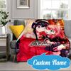 Custom Name Anya Sweet Fan Family Blanket Bed Sofa Blanket Flannel Blanket for Camping, Hiking, Picnic Essentials,gift for Fan Family
