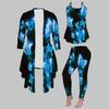 Plus Size Butterfly Print 3 Piece Outfit, Long Sleeve Open Front Cardigan Cami Top Leggings Set for Women
