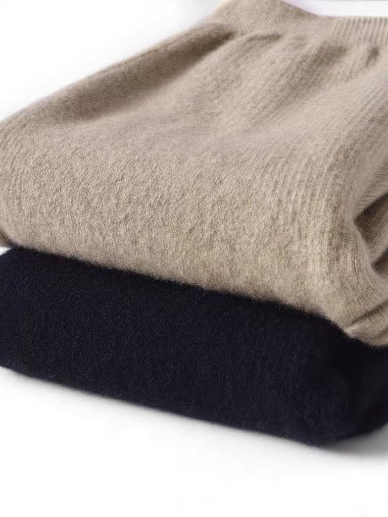 Women's High-Waisted Cashmere Knit Leggings - Thick, Warm, and Perfect for Autumn/Winter