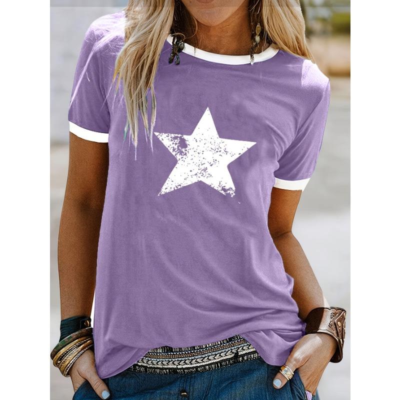 Spring and summer new positioning printed round neck short-sleeved loose casual women's tops bottoming T-shirt comfortable and fashionable