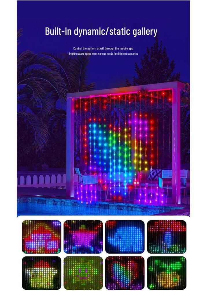 Smart Bluetooth Christmas Curtain Lights – Colorful LED Festival Decoration