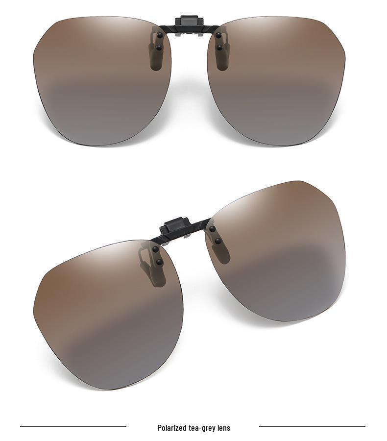 Unisex Ultra-Light Polarized Flip-Up Clip-On Sunglasses for Driving with UV Protection for Prescription Glasses