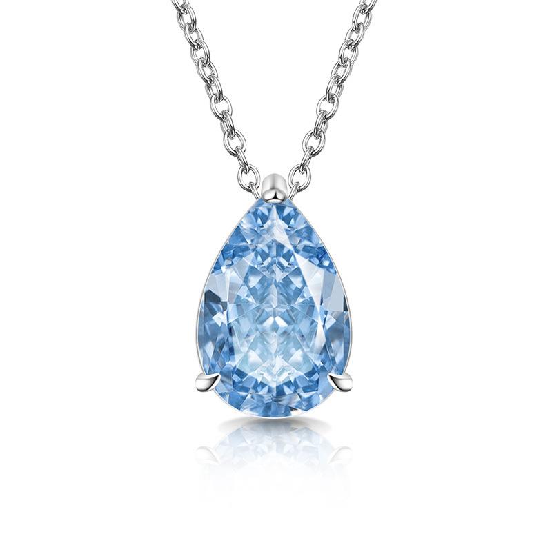 Caibao Ice Flower Cut High Carbon Diamond Pear Shaped Pendant Fashionable, Simple, Light Luxury Water Drop Necklace