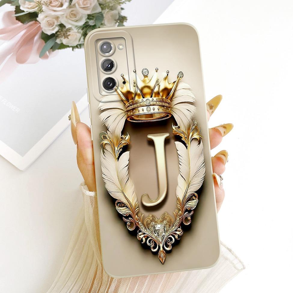 For Samsung Galaxy Note20 5G SM-N981B Case For Samsung Note20 5G Cover Luxury A-Z Letters Cool Crown 2D Painted Silicone Casing