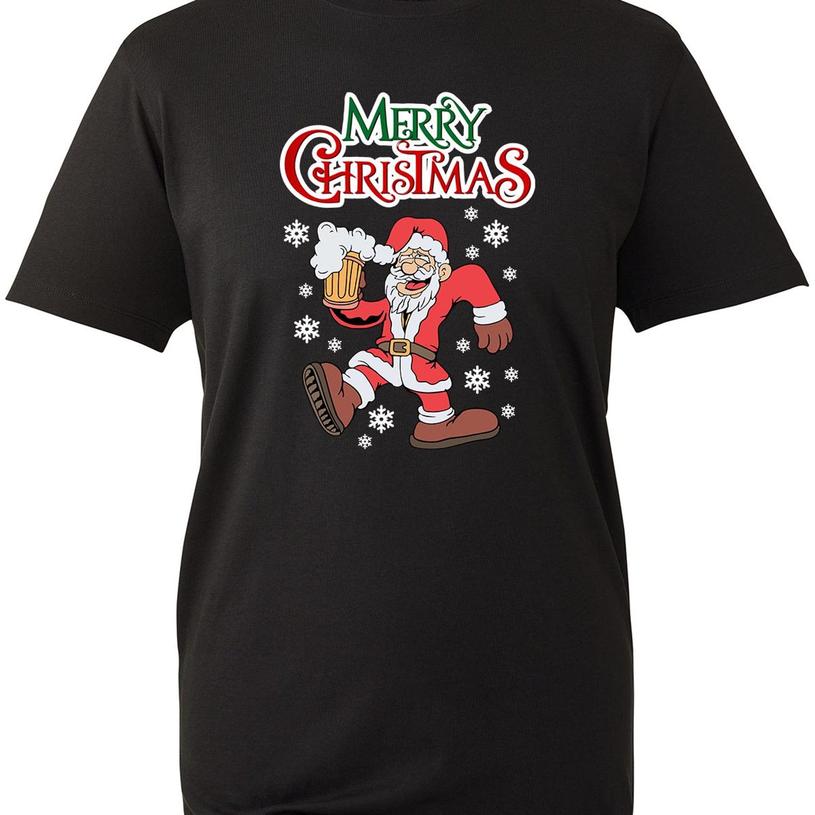 Santa Drinking Beer Christmas T-Shirt, Merry Christmas Santa Claus Shirt, Santa Unisex T-Shirt XL