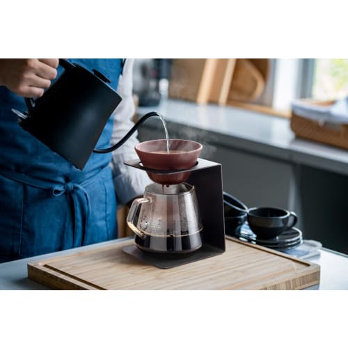 Ishigaki KOCREA Coffee Ceramic Filter Set (2 Pieces) with Stand, Plate, Black, 4499