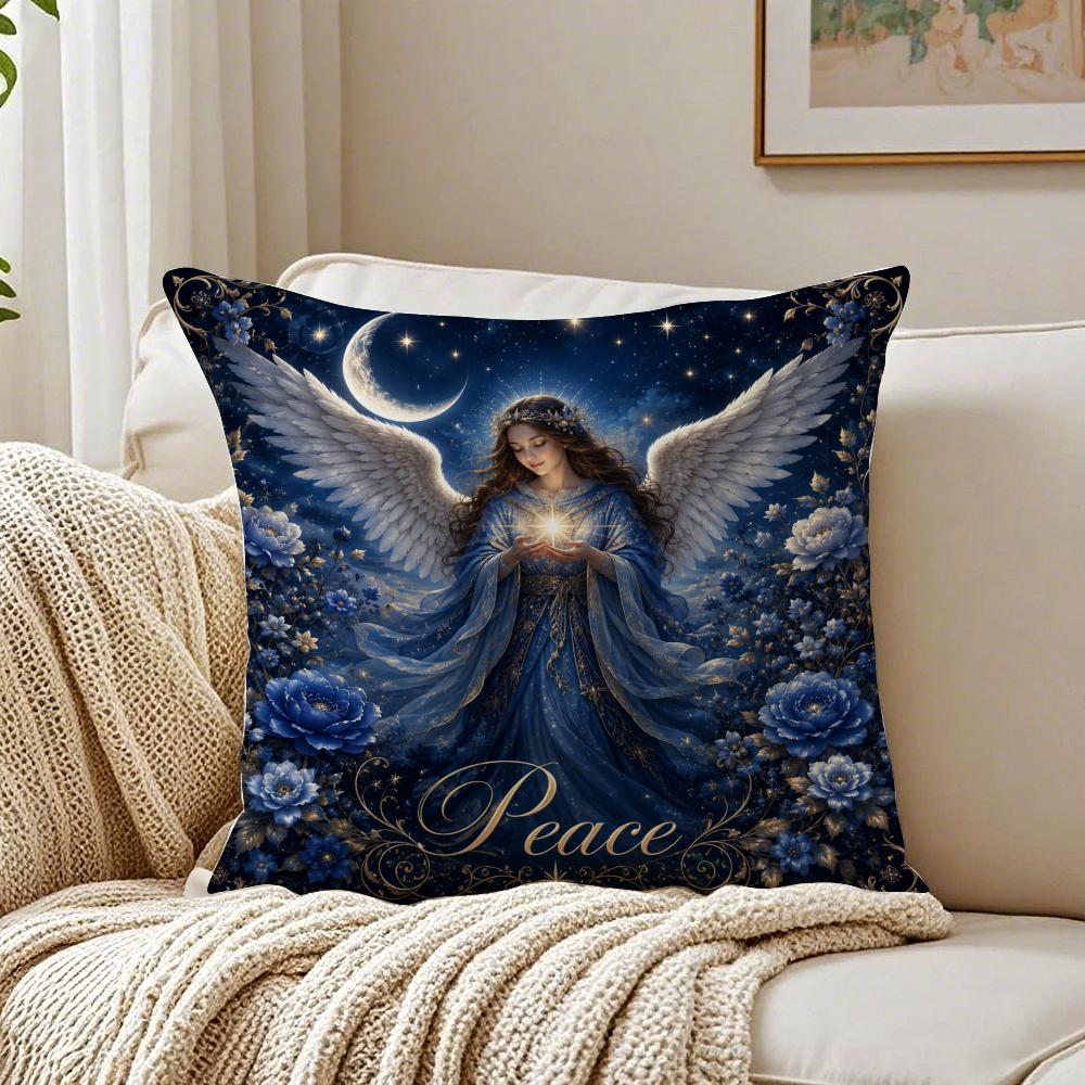 Angel Wing Divine Guardian Cushion Cover Double-Sided Plush Sofa Cushion Covers Organic Breathable Invisible Zipper