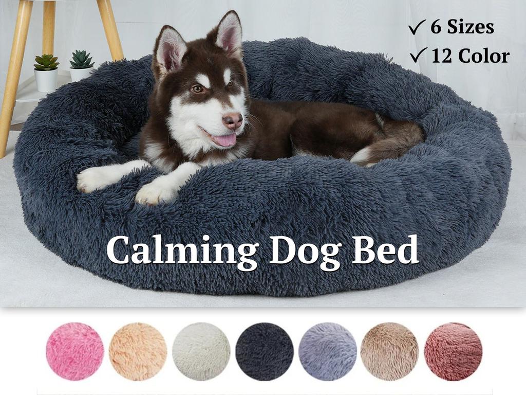 Fluffy Dog Bed Puppy Donut Mat for Cat Indoor Cats Anti-Slip Machine Washable Small Medium Multiple Sizes Colors Calming Pet Bed