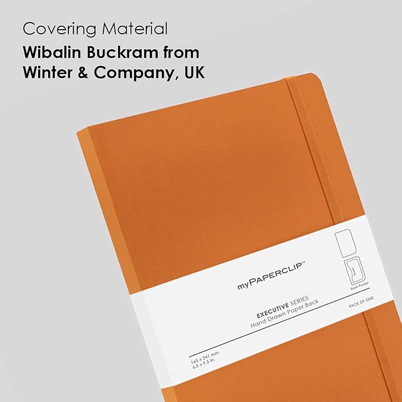 myPAPERCLIP Executive Series Notebook, A5 (148x 210mm, 5.83 x 8.27 in.) Plain, ESX192A5-P Orange