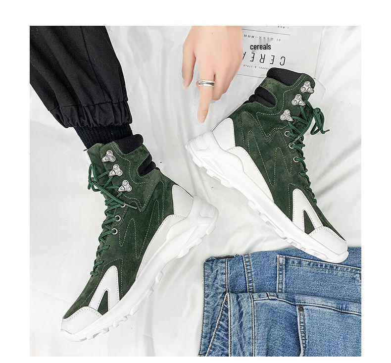 Men's High-Top Waterproof Leather Boots - Autumn Trendy, Long Tube, Plus Velvet Motorcycle Workwear Shoes