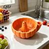 Quick Drainage Vegetable Colander Self Spinning Berry Washing Bowl, Halloween Ghost/Pumpkin Swirl 3D Spiral Snack Container Printed Fruit Rinser