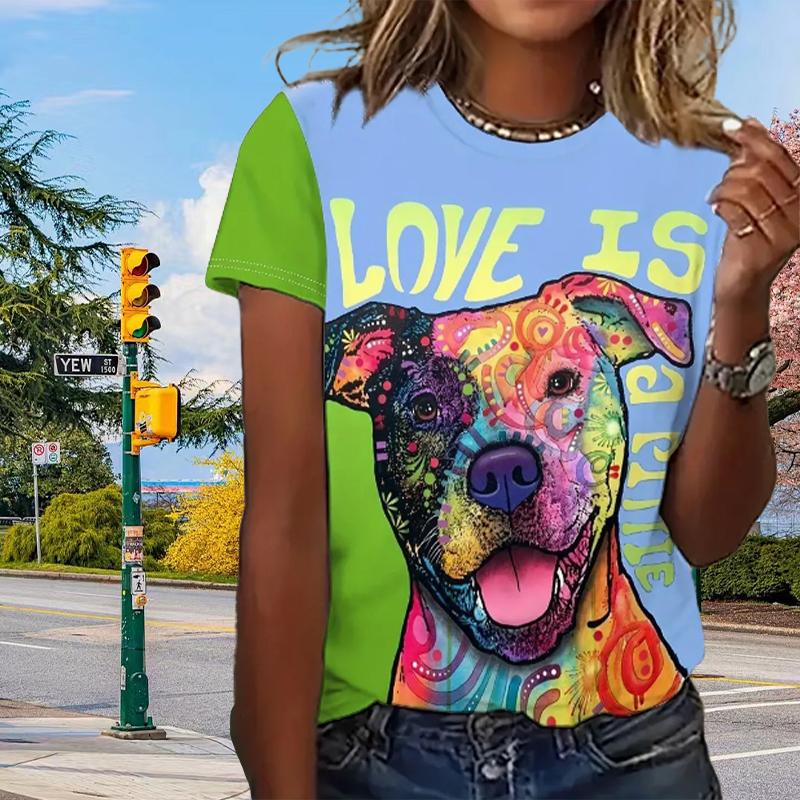 Mode Frauen süße Katze Klaue Hund Print T Shirt lustige lässig O-Ausschnitt kurze Ärmel T-shirt Sommer weibliche T-Shirt
