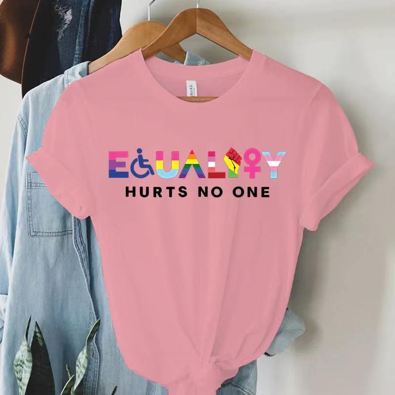 New Feminist Equality Hurts No One Lgbtq Print T Shirts Unisex Casual Round Neck Tees Top Summer Cool Loose Short Sleeve