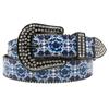 Rhinestone Belt Printed Blue Blue and White Porcelain Flower Women's Belt Fashion Belt Casual Versatile Fashion Belt