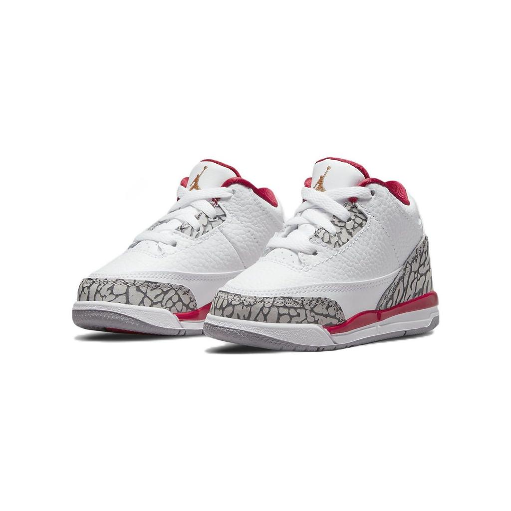 Air Jordan 3 Retro TD Cardinal Red Baby Sneakers White Light-Curry Cement-Grey 832033-126