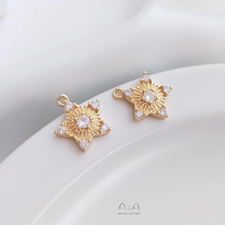

14K Gold-Filled Zircon Star Pendant Charm for DIY Jewelry Earrings