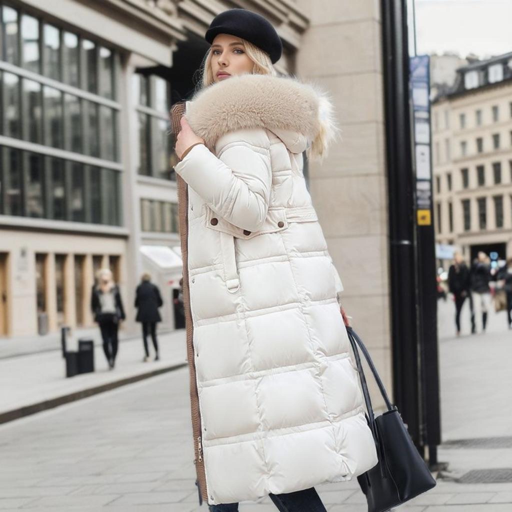 Παρκάς με Κουκούλα και Γιακά από Μαλλί Αρνιού και Βαμβάκι, Παλτό με Φερμουάρ, Μήκους Μέτριου, Ζεστό και Χνουδωτό Παλτό για τη Χειμερινή Σεζόν με Βαμβακερό Μπουφάν