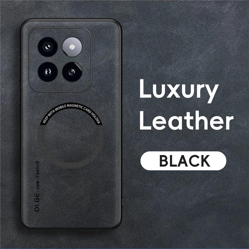 

Magnetic Leather Phone Case For Xiaomi 15 14T 13T 12T Pro 5G 11 12S Poco F4 F5 X6 Pro Wireless Charge Shockproof Cover Etui for XiaoMi 14 чорний