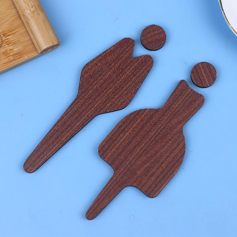 Bathroom Door Sign - Unisex Wooden Wall Decor With Male & Female Figures Frameless Design For Home & Office,Bathroom Decor