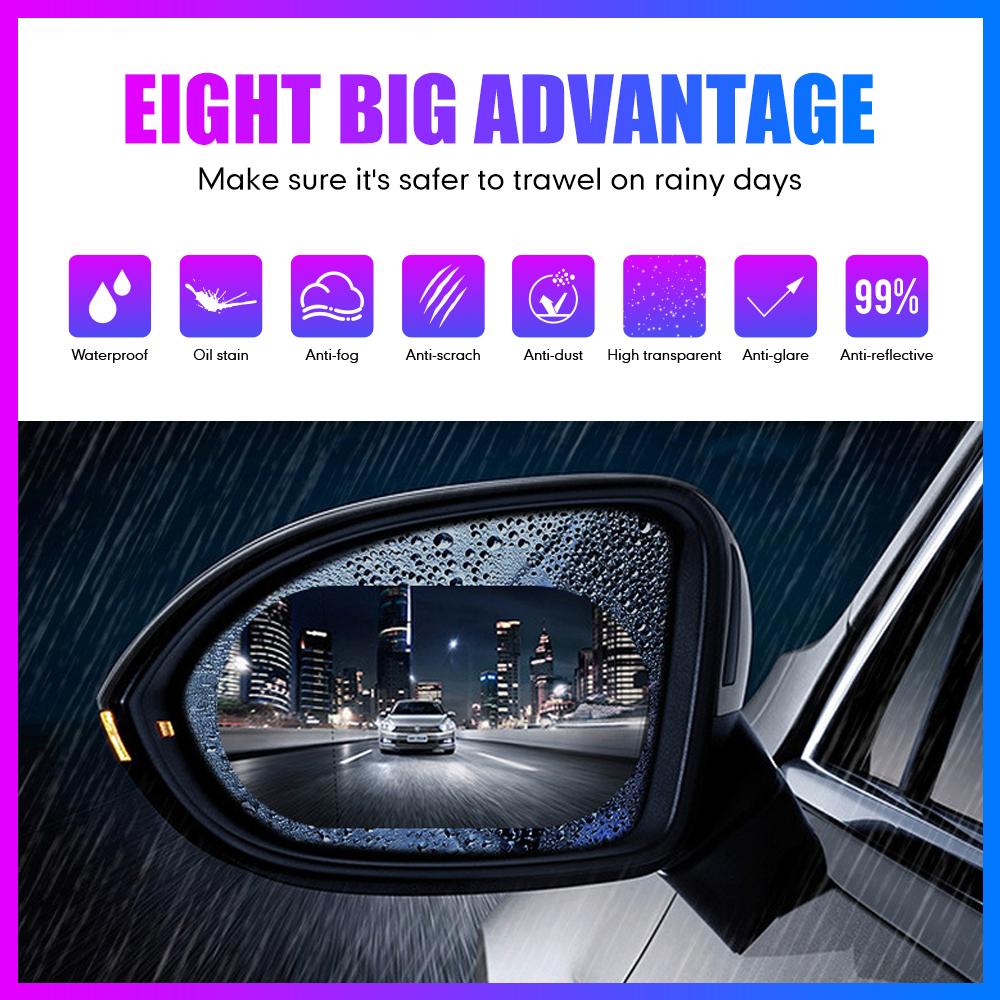 2PCS Car Rearview Mirror Protective Film Car Mirror Window Clear Film Anti Dazzle Waterproof Rainproof Anti Fog Car Sticker