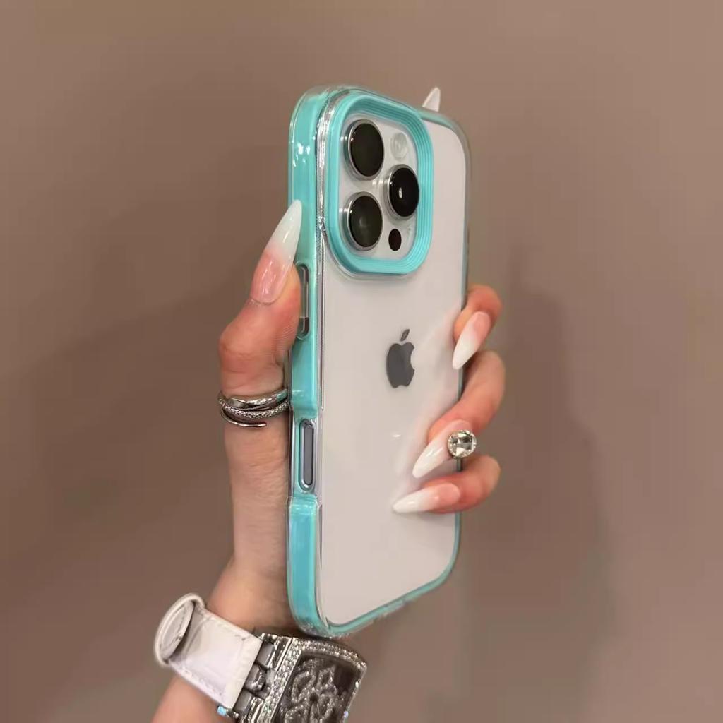 Transparent 2IN1 Shockproof Color Bumper Clear Armor Cover for iPhone 16 15 14 Plus 13 12 11 Pro X XR XS Max Soft Silicone Cover