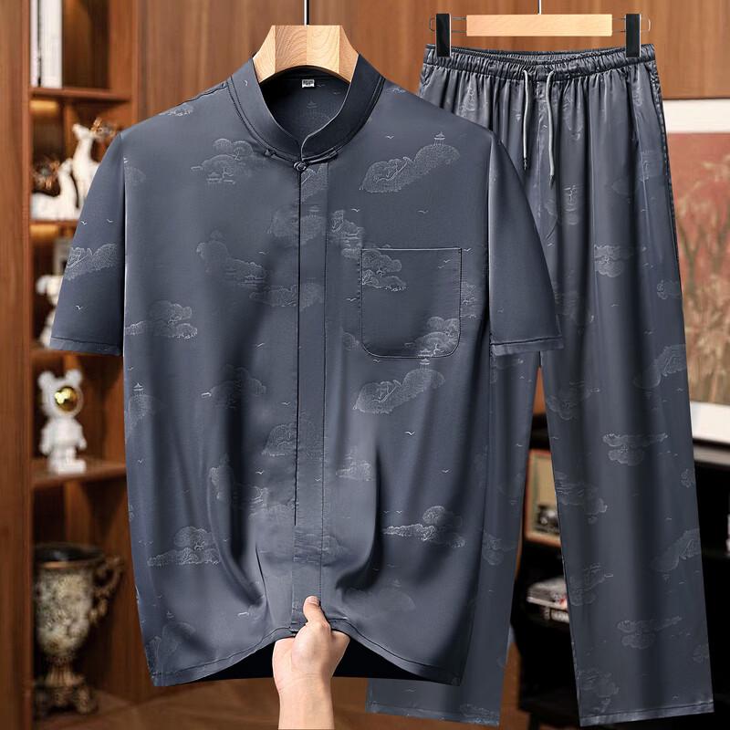 Yuzhaolin Men's Summer Tang Suit Set