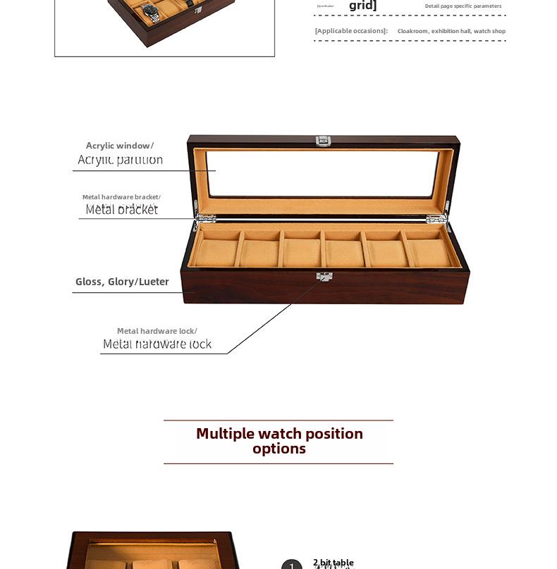 Aufbewahrungsbox für Holzuhren - Erhältlich mit 3, 5, 6, 8, 10 und 12 Fächern zur Ausstellung und Präsentation