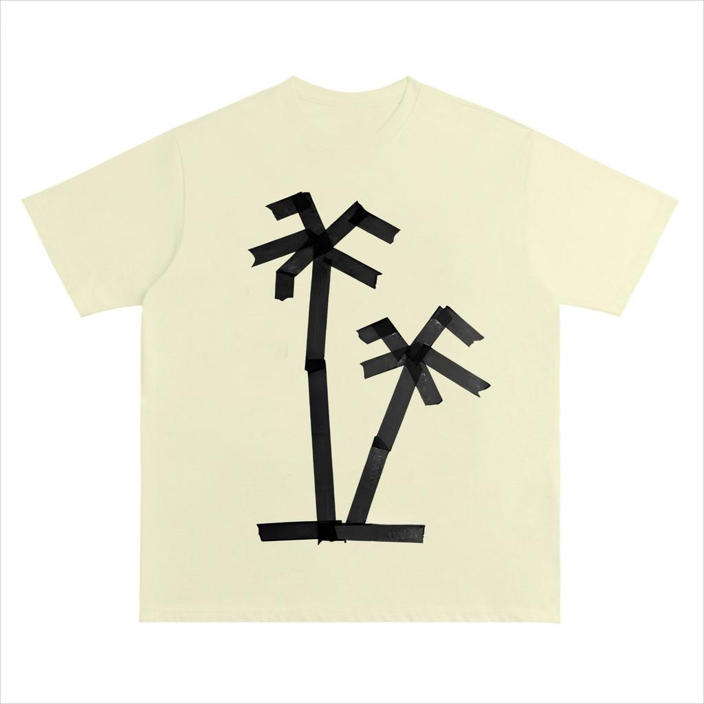 Kreatives Klebeband-Collage Gedrucktes Reines Baumwoll-T-Shirt Männer und Frauen mit dem gleichen Rundhals Baumwoll-Kurzarm-T-Shirt y2k