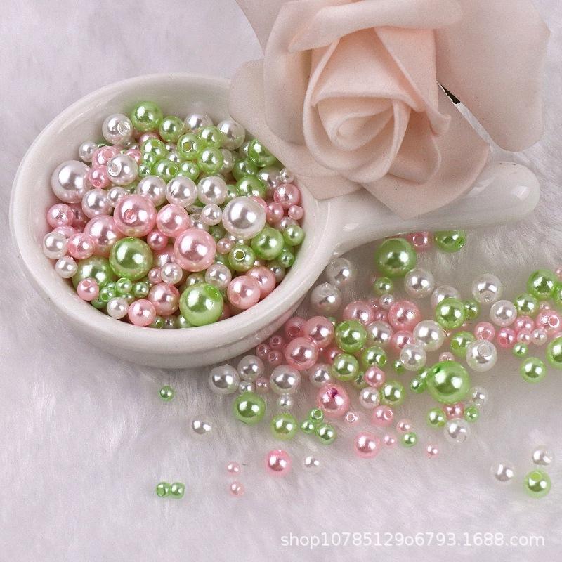 3-8mm Straight Hole Round ABS Imitation Pearl Multicolors Round Acrylic Beads Loose Beads for DIY Craft Scrapbook Decoration