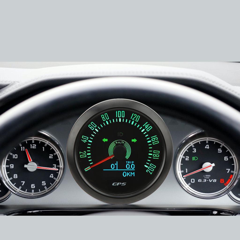 3 in 1 GPS Tachometer 200KMCelsiusH 85mm 9‑32V 7 Color Backlit Antifog for Boat Car RV Motorcycle