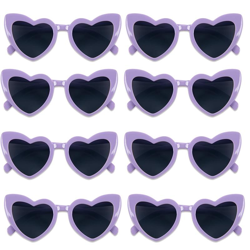 8 Pairs Heart Shaped Sunglasses Candy Color Glasses for Wedding Team Bride Gifts Bachelorette Party Bridal Shower Decor Supplies