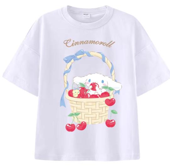 2026 New Fashion RoundNeck ShortSleeve TShirt Spring Summer Sanrio Cinnamoroll Women TShirt Unisex Trendy Cute Top Clothing S