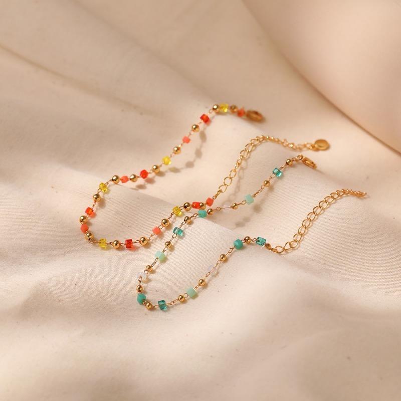 K Gold Plated Crystal Beaded Ethnic Bracelet For Women