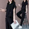 Plus Size Women's Fat Sister Summer Loose and Thin Casual Sports Suit Fashion Hooded Two-piece Suit