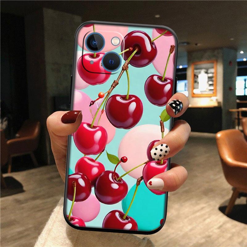 Kirsch Sommerfrucht Hülle für Samsung A11 A12 A13 A15 A52S A53 A55 A56 A70 A71 A72 A73 F06 F16 F56 S10 Plus S10e