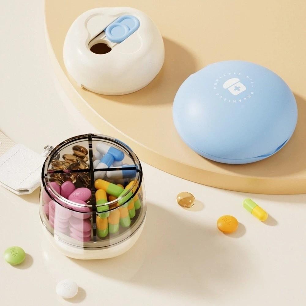 Sealed Pill Cutter Box Plastic Travel Pill Container Portable 4 Grids Pill Box Fish Oil
