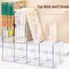 Clear Book Stand & Divider: 4-Grid Desktop File Rack with Clip