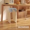 Set of 4 Round Stackable Stools in Grey Wood, diameter 40x45 cm