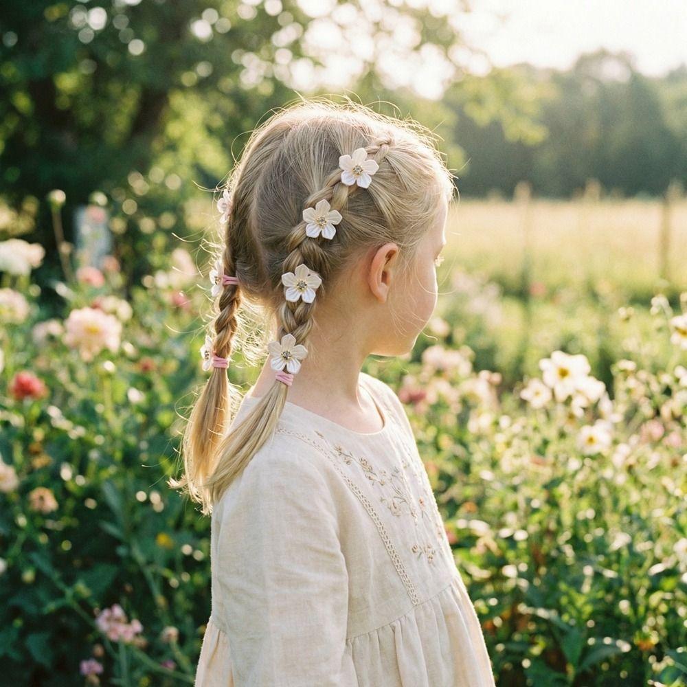 10pcs Non-Slip Flower Girls Hair Ties High Elasticity Braiding Elastic Rubber Bands  Party