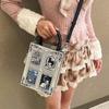 Tarot Card Cat Print Tote Bag With Rivet Trim Chic Top-handle Crossbodybag Women Gothic Square Handbag Stylish Daily Shoulderbag