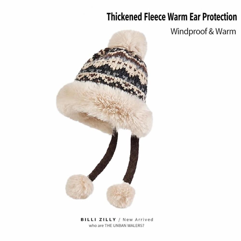 Thick Fleece Lined Knit Trapper Hat Windproof Winter Cold Weather Fisherman Hat  Unisex