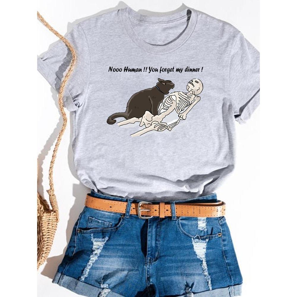 Print Print T-shirt Basic Summer  Women's Fashion Crew-neck Trend Ins All-match