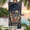 Starry Night Dreamscape 1 Theme Quick Dry Beach Towel Custom Name Text Print Large Sand Resistant Towel Beach Vacation