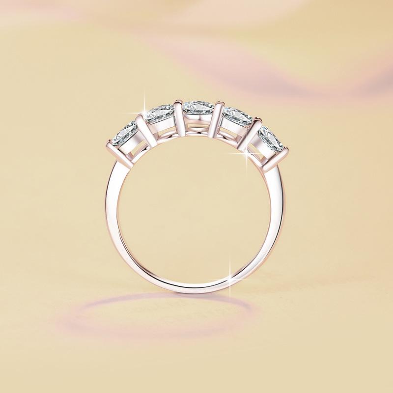 TK 925 Sterling Silver PT950 Classic Moissanite Princess Stacking Ring