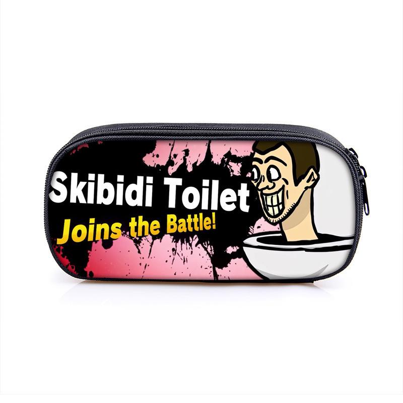 Children's Pencil Case Skibidi Toilet Parody Toilet Print Single-layer Pen Box Soft Pen Case