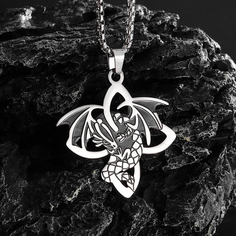 Viking Stainless Steel Necklace Neutral Style European and American Silver Pendant