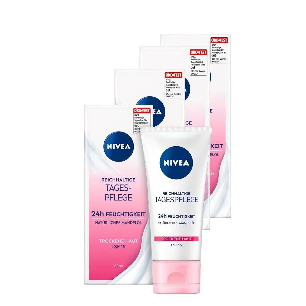 Nivea Germany LSF 15 Rich Day Essential Cream for Dry Skin 50ml x 4 Pack