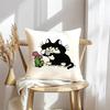 Katzenillustrationen Kissenbezug Weicher Plüsch Überwurf Kissenbezug Beidseitiger Dekorativer Kissenbezug Sofa Schlafzimmer Heimdekoration