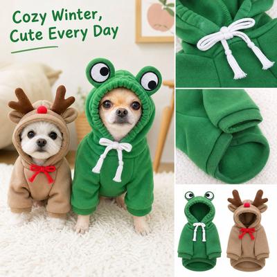 Warmer Winter-Hundepullover mit Kapuze - Niedriger Kapuzenmantel für Hunde